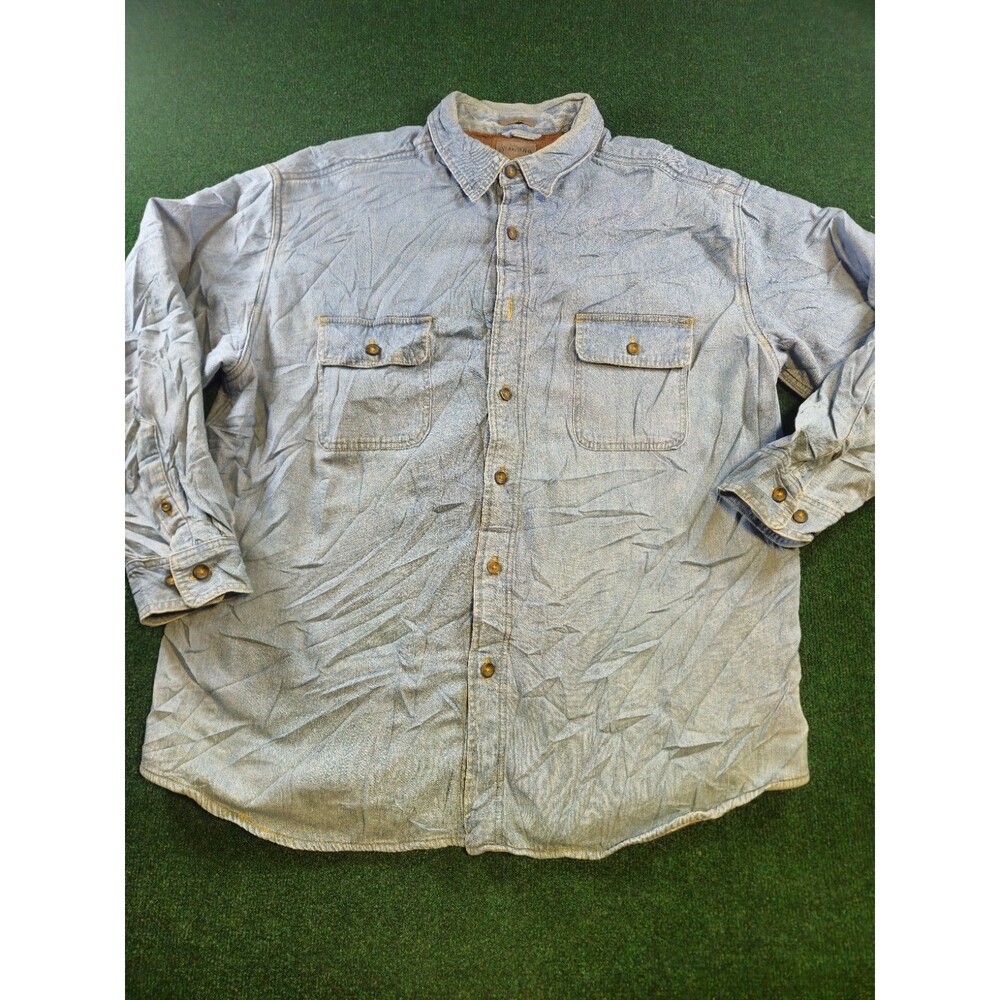 VTG St Johns Bay Denim Fleece Lined Shirt Jacket Mens XL Stonewashed Shacket